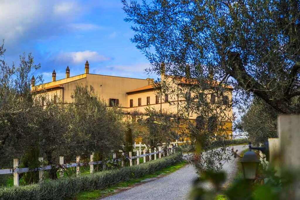 Panorama delle campagne della Tuscia e uliveti attorno a Villa Ione